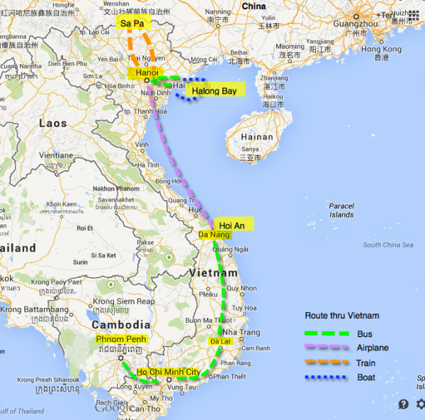 travel vietnam route itinerary