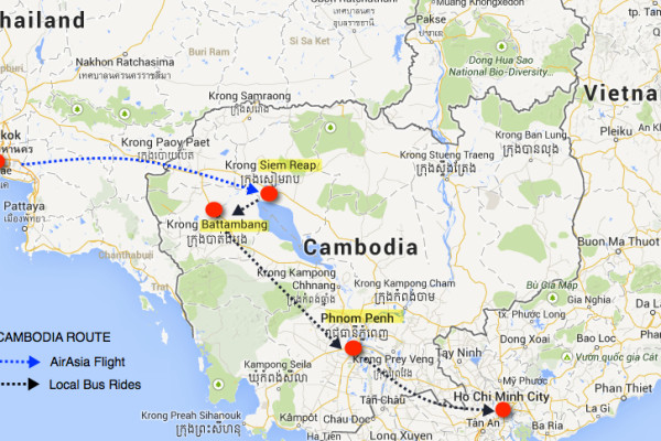 cambodia travel route