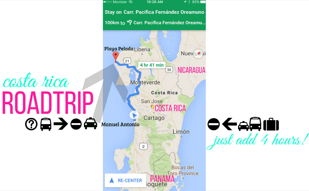 Costa Rica Roadtrip MAP ADD